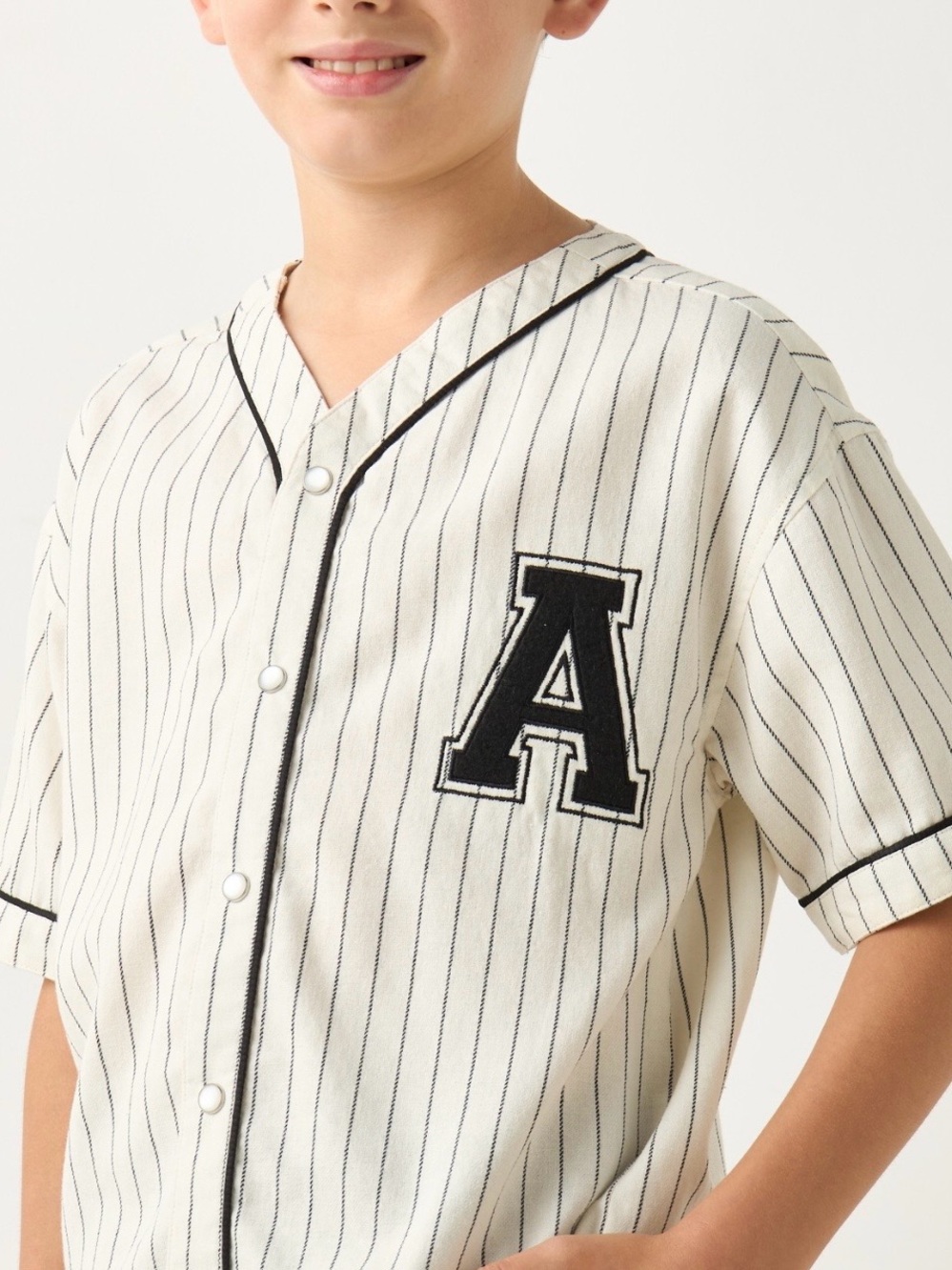 Zara Kids Pinstripe Baseball Jersey Shirt 13-14 Years 164 cm - NWOT